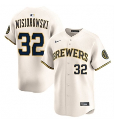 Men's Milwaukee Brewers #32 Jacob Misiorowski Cream 2025 Limited Stitched Baseball Jersey