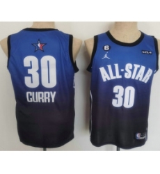 Men's Golden State Warriors 30 Stephen Curry Navy Blue 2022 All Star 6 Patchs Icon Sponsor Swingman Jersey