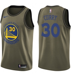 Men's Nike Golden State Warriors #30 Stephen Curry Swingman Green Salute to Service NBA Jersey