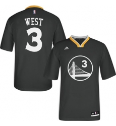 Men's Adidas Golden State Warriors #3 David West Authentic Black Alternate NBA Jersey