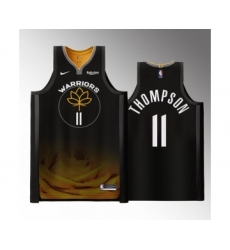 Men's Golden State Warriors #11 Klay Thompson Black 2022-23 City edition Stitched Basketball Jersey