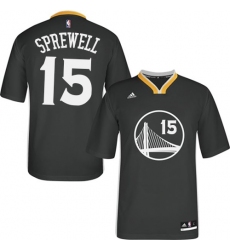 Men's Adidas Golden State Warriors #15 Latrell Sprewell Authentic Black Alternate NBA Jersey