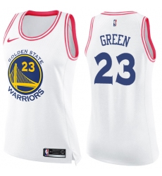 Women's Nike Golden State Warriors #23 Draymond Green Swingman White/Pink Fashion NBA Jersey