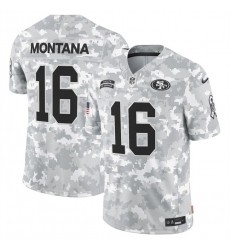 Men's San Francisco 49ers #16 Joe Montana 2024 F.U.S.E Arctic Camo Salute To Service Limited Stitched Football Jersey