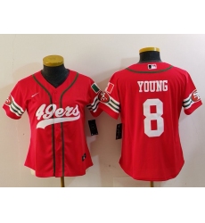 Women's San Francisco 49ers #8 Steve Young Red Mexico Cool Base Stitched Baseball Jersey