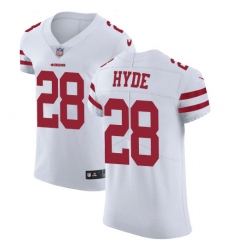 Men's Nike San Francisco 49ers #28 Carlos Hyde White Vapor Untouchable Elite Player NFL Jersey