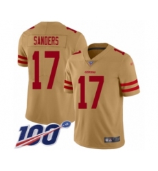 Men's San Francisco 49ers #17 Emmanuel Sanders Limited Gold Inverted Legend 100th Season Football Jersey