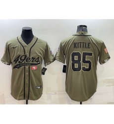 Men's San Francisco 49ers Olive Salute to Service Team Big Logo Cool Base Stitched Baseball Jersey