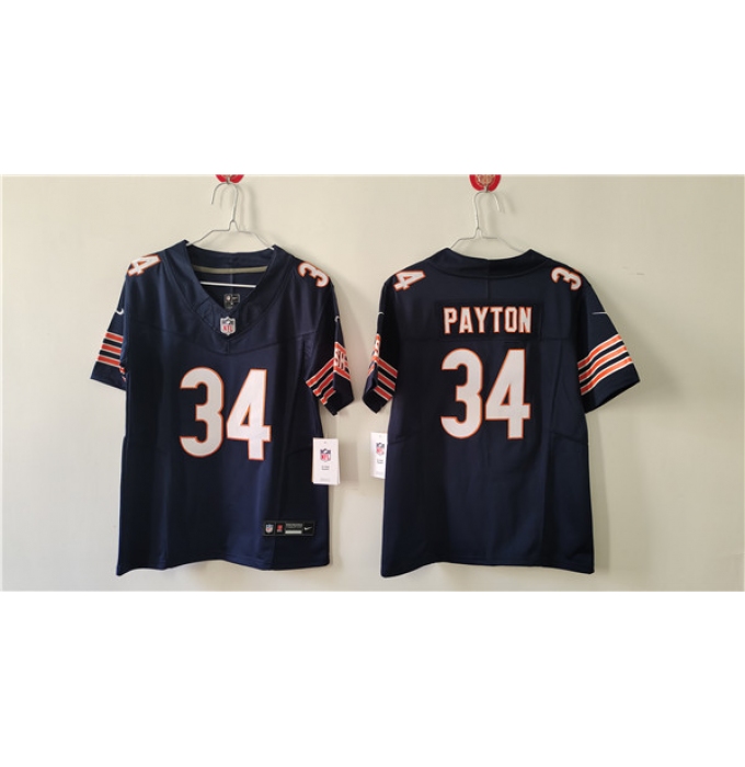Women's Chicago Bears #34 Walter Payton Navy 2024 Draft F.U.S.E. Vapor Football Stitched Jersey