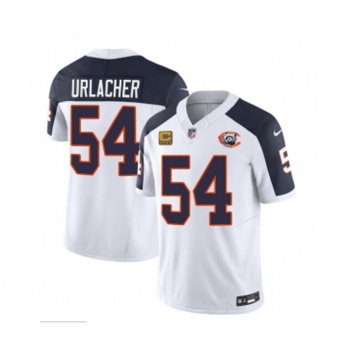 Men's Chicago Bears #54 Brian Urlacher White Navy 2023 F.U.S.E. 4-star C Throwback Limited Football Stitched Game Jersey