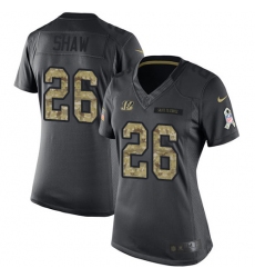 Women's Nike Cincinnati Bengals #26 Josh Shaw Limited Black 2016 Salute to Service NFL Jersey