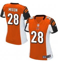 Women's Nike Cincinnati Bengals #28 Joe Mixon Game Orange Alternate NFL Jersey