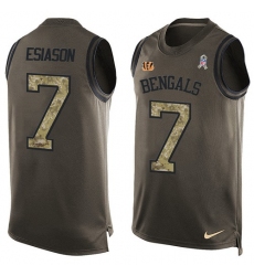 Men's Nike Cincinnati Bengals #7 Boomer Esiason Limited Green Salute to Service Tank Top NFL Jersey