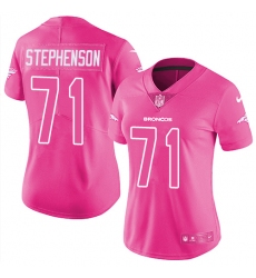 Women's Nike Denver Broncos #71 Donald Stephenson Limited Pink Rush Fashion NFL Jersey