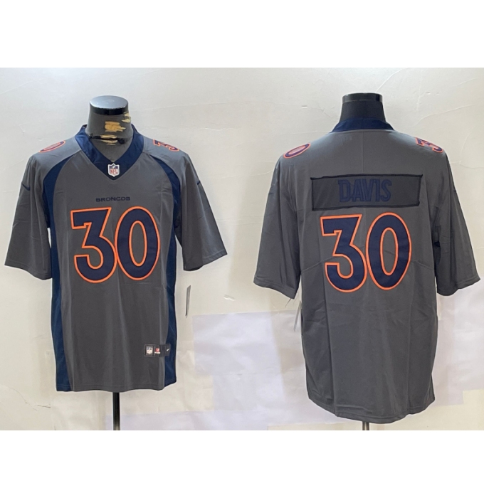 Men's Denver Broncos #30 Terrell Davis Grey 2019 Inverted Legend Stitched Nike Limited Jersey