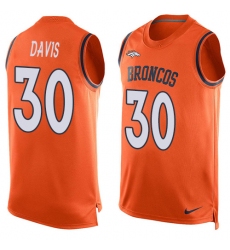 Men's Nike Denver Broncos #30 Terrell Davis Limited Orange Player Name & Number Tank Top NFL Jersey