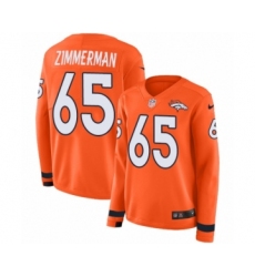 Women's Nike Denver Broncos #65 Gary Zimmerman Limited Orange Therma Long Sleeve NFL Jersey