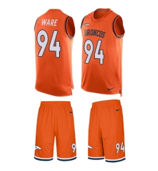 Men's Nike Denver Broncos #94 DeMarcus Ware Limited Orange Tank Top Suit NFL Jersey