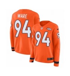 Women's Nike Denver Broncos #94 DeMarcus Ware Limited Orange Therma Long Sleeve NFL Jersey