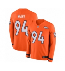 Youth Nike Denver Broncos #94 DeMarcus Ware Limited Orange Therma Long Sleeve NFL Jersey