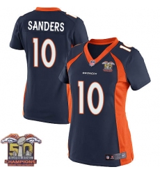 Women's Nike Denver Broncos #10 Emmanuel Sanders Elite Navy Blue Alternate Super Bowl 50 Champions NFL Jersey