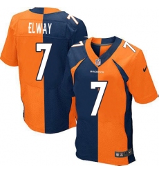 Men's Nike Denver Broncos #7 John Elway Elite Orange/Navy Split Fashion NFL Jersey