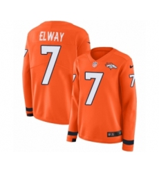 Women's Nike Denver Broncos #7 John Elway Limited Orange Therma Long Sleeve NFL Jersey