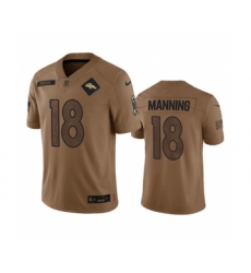 Men's Nike Denver Broncos #18 Peyton Manning 2023 Brown Salute To Service Limited Football Stitched Jersey