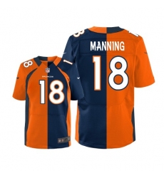 Men's Nike Denver Broncos #18 Peyton Manning Elite Orange/Navy Split Fashion NFL Jersey