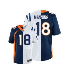 Men's Nike Denver Broncos #18 Peyton Manning Limited Orange/Royal Blue Split Fashion NFL Jersey