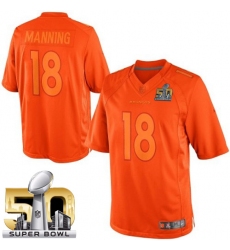Men's Nike Denver Broncos #18 Peyton Manning Orange Drenched Limited Super Bowl 50 Bound NFL Jersey