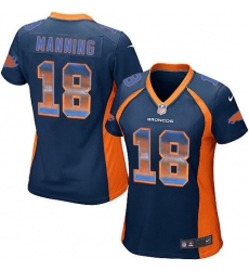 Women's Nike Denver Broncos #18 Peyton Manning Limited Navy Blue Strobe NFL Jersey