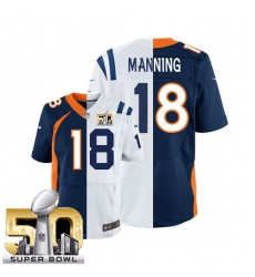 Youth Nike Denver Broncos #18 Peyton Manning Limited Orange/Royal Blue Split Fashion Super Bowl 50 Bound NFL Jersey
