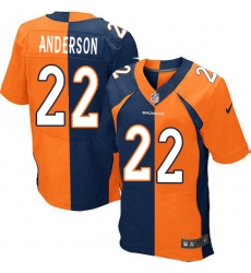 Men's Nike Denver Broncos #22 C.J. Anderson Elite Orange/Navy Split Fashion NFL Jersey