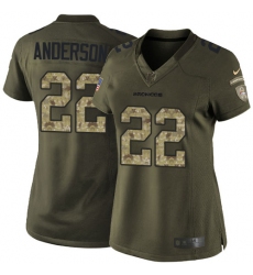 Women's Nike Denver Broncos #22 C.J. Anderson Elite Green Salute to Service NFL Jersey