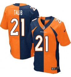 Men's Nike Denver Broncos #21 Aqib Talib Elite Orange/Navy Split Fashion NFL Jersey