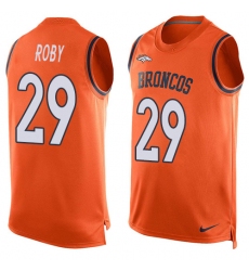 Men's Nike Denver Broncos #29 Bradley Roby Limited Orange Player Name & Number Tank Top NFL Jersey