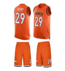 Men's Nike Denver Broncos #29 Bradley Roby Limited Orange Tank Top Suit NFL Jersey