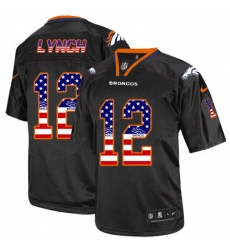 Men's Nike Denver Broncos #12 Paxton Lynch Elite Black USA Flag Fashion NFL Jersey