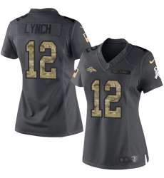 Women's Nike Denver Broncos #12 Paxton Lynch Limited Black 2016 Salute to Service NFL Jersey