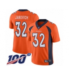 Men's Denver Broncos #32 Andy Janovich Orange Team Color Vapor Untouchable Limited Player 100th Season Football Jersey