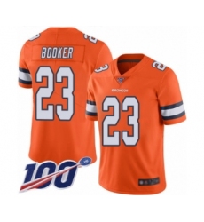 Men's Denver Broncos #23 Devontae Booker Limited Orange Rush Vapor Untouchable 100th Season Football Jersey