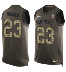 Men's Nike Denver Broncos #23 Devontae Booker Limited Green Salute to Service Tank Top NFL Jersey