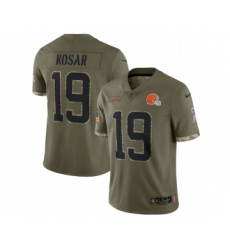Men's Cleveland Browns #19 Bernie Kosar 2022 Olive Salute To Service Limited Stitched Jersey
