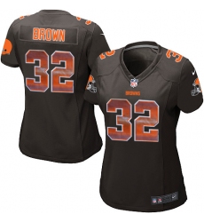 Women's Nike Cleveland Browns #32 Jim Brown Limited Brown Strobe NFL Jersey