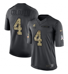 Youth Nike Cleveland Browns #4 Britton Colquitt Limited Black 2016 Salute to Service NFL Jersey