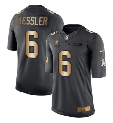 Men's Nike Cleveland Browns #6 Cody Kessler Limited Black/Gold Salute to Service NFL Jersey
