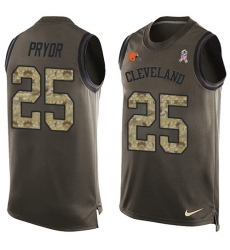 Men's Nike Cleveland Browns #25 Calvin Pryor Limited Green Salute to Service Tank Top NFL Jersey