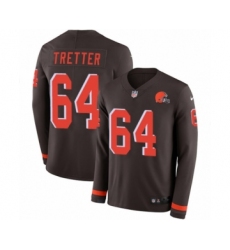 Youth Nike Cleveland Browns #64 JC Tretter Limited Brown Therma Long Sleeve NFL Jersey