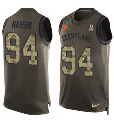 Men's Nike Cleveland Browns #94 Carl Nassib Limited Green Salute to Service Tank Top NFL Jersey
